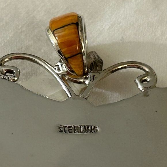 Sterling Silver Inlay Butterfly Pendant - Picture 4 of 5